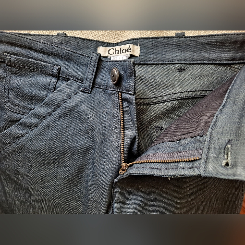 Chloe Waxed Jean. Straight Leg, Low Rise. Check Measurements For Size. - Picture 7 of 13